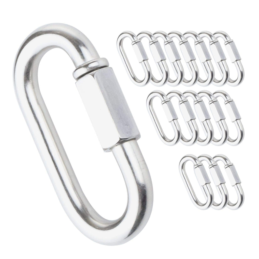  [AUSTRALIA] - IEBUOBO Quick Link Stainless Steel Quick Link Chain D Shape Locking Quick Chain for Carabiner, Hammock, Camping and Outdoor Equipment (3/16 inch(15Packs)) 3/16 inch(15Packs)