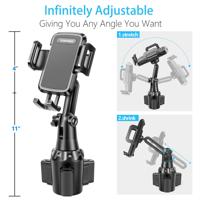  [AUSTRALIA] - Car Cup Holder Phone Mount TCZ1 Pro Ver. Adjustable Pole Automobile Cup Holder Smart Phone Cradle Car Mount for iPhone 11 Pro/XR/XS Max/X/SE/8 Plus/6s/Samsung Galaxy S20+/Note 10/S9/S7 Edge(Black)