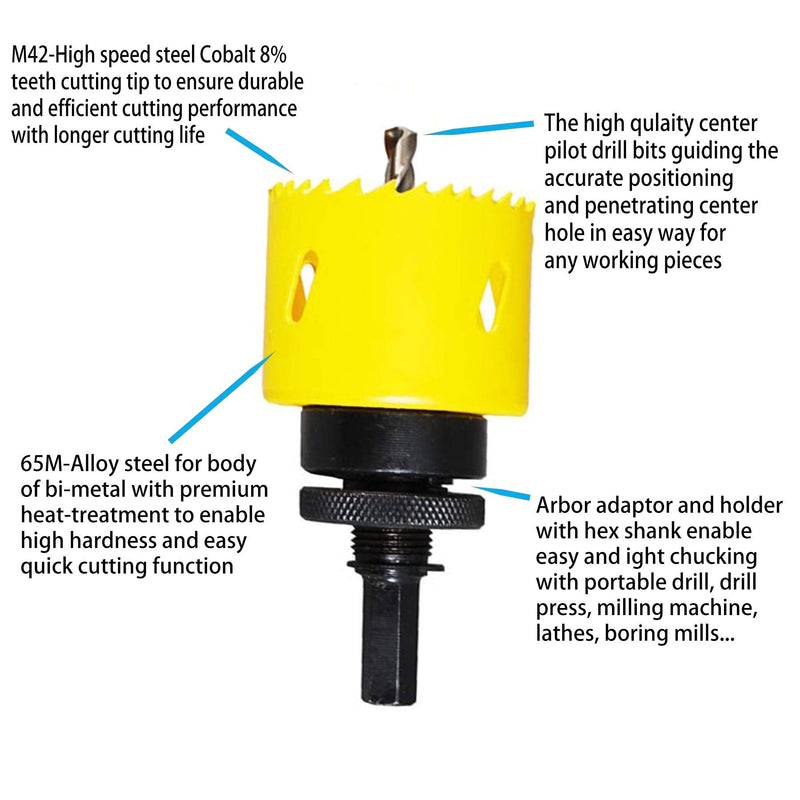 Max-Craft Bi-Metal Hole Saw 1"(25mm) M42 Cobalt 8% With Arbor and Pilot Center Drill Bit Heavy Duty Bi Metal Hole Cutter Cutting Holes in Steel,Metal, Wood, Plastic, Aluminum. 1"(25MM) - LeoForward Australia