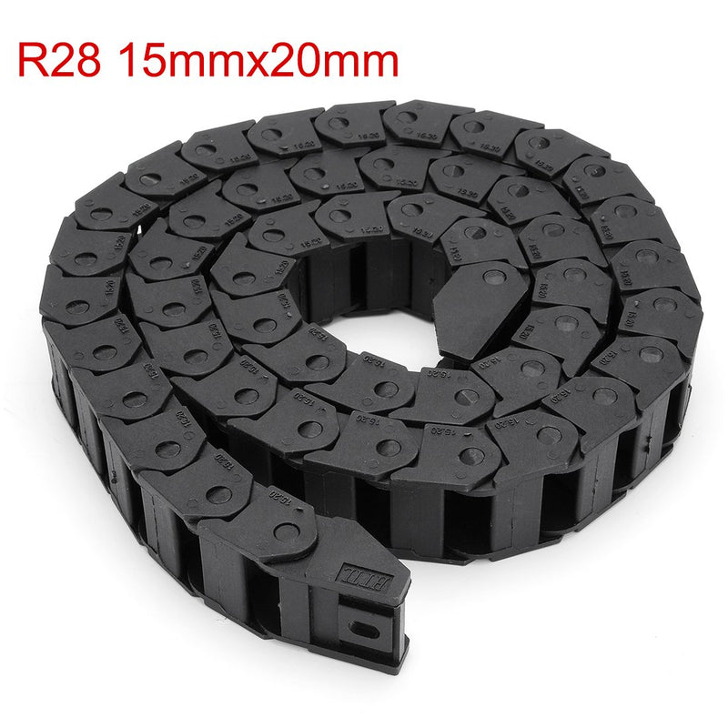  [AUSTRALIA] - uxcell R28 15mm x 20mm (InnerHInnerW) Black Plastic Wire Carrier Cable Drag Chain 1M Length for CNC