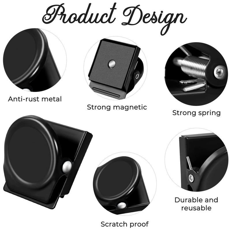  [AUSTRALIA] - DIYSELF 4 Pack Magnetic Metal Clips Refrigerator Whiteboard Wall Fridge Magnetic Memo Note Clips Magnets Metal Clip Black