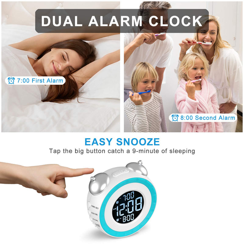 USCCE Loud Dual Alarm Clock with Bed Shaker - 0-100% Dimmer, Vibrating Alarm Clock for Heavy Sleepers or Hearing Impaired, Easy to Set, USB Charging Port, Snooze, Battery Backup (White) White - LeoForward Australia