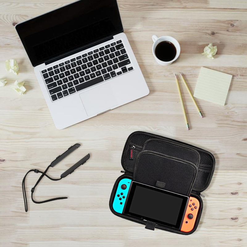  [AUSTRALIA] - DAYDAYUP Hestia Goods Switch Carrying Case Compatible with Nintendo Switch, with 20 Games Cartridges Protective Hard Shell Travel Carrying Case Pouch for Nintendo Switch Console & Accessories, Black