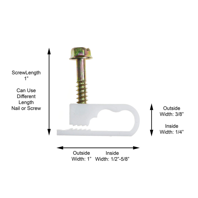  [AUSTRALIA] - THE CIMPLE CO - Dual, Twin, or Siamese Coaxial Cable Clips, Cat6, Electrical Wire Cable Clip, 1/2 in Screw Clip and Fastener, White (100 Pieces per Bag) 100 Pack