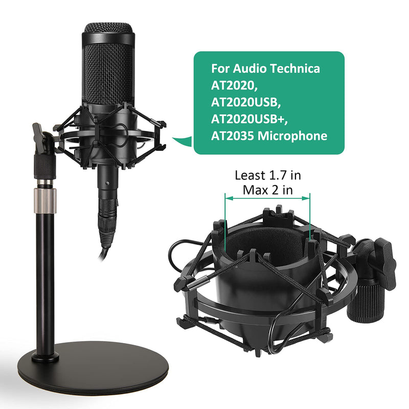  [AUSTRALIA] - AT2020 Desktop Mic Stand, Adjustable Height Table Mic Stand with Shock Mount, Pop Filter Windscreen, 1/4 to 3/8 Metal Adapter, Metal Weighted Base, for AT2020 AT2020USB AT2020USB+ AT2035 Mic by Rigych