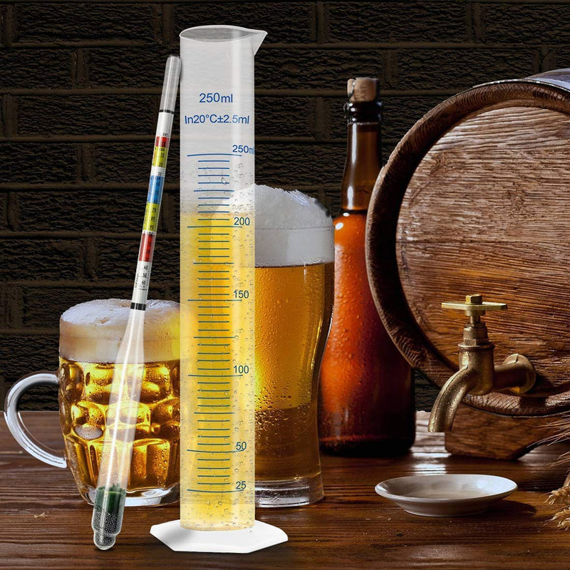 Hydrometer and Test Jar for Wine, Beer and Kombucha - Including 250ml Plastic Cylinder, Cleaning Brush and ABV Storage Bag - LeoForward Australia