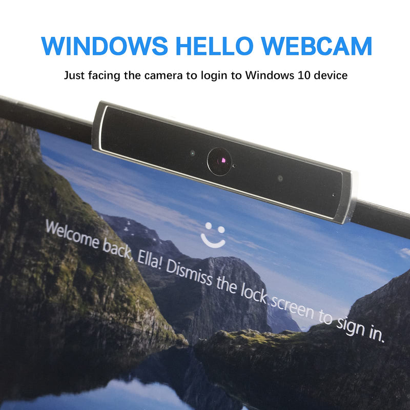  [AUSTRALIA] - Windows Hello Webcam, Computer face Recognition Infrared Camera with Microphone for Video Conference, Streaming, 720P, Windows 10 Driver Needed