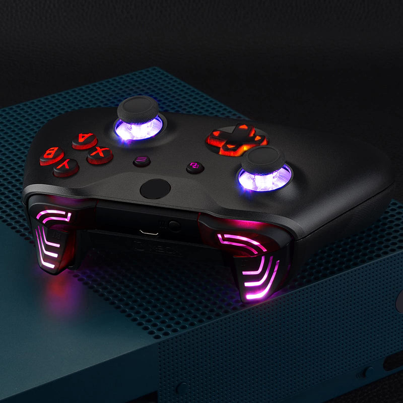  [AUSTRALIA] - eXtremeRate Multi-Colors Luminated Dpad Thumbsticks Start Back ABXY Action Buttons, Black Classical Symbols Buttons DTFS (DTF 2.0) LED Kit for Xbox One S/X Controller - Controller NOT Included Gen 2 DTFS Black