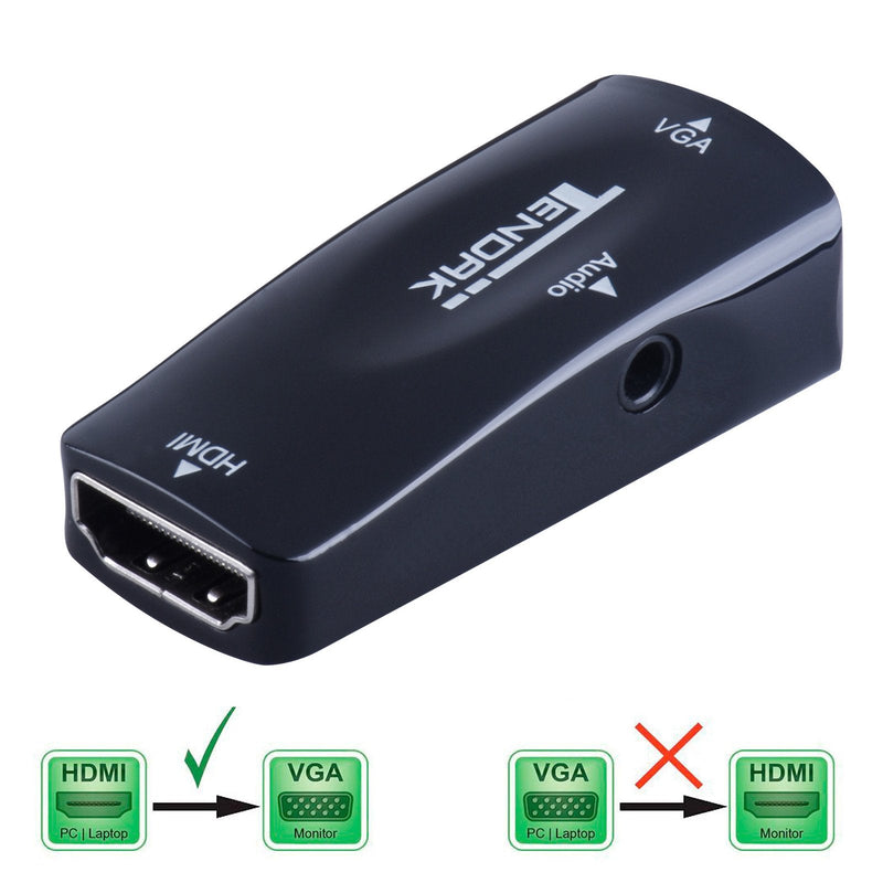  [AUSTRALIA] - Tendak HDMI to VGA Converter Gold-Plated Active HD 1080P Female to Female Adapte with 3.5mm Audio for Projector HDTV Monitor Laptop PC Xbox STB Blu-ray DVD