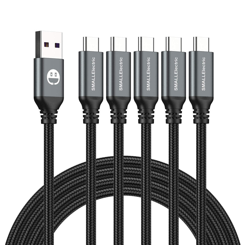  [AUSTRALIA] - USB Type C Cable 5-Pack 3FT,SMALLElectric USB Type A to C Fast Charger Cords for Samsung Galaxy S20 S10 S9 S8 Plus, Braided Fast Charging Cable for Note 10 9 8, LG V50 V40 G8 G7,(Grey) 3foot Grey