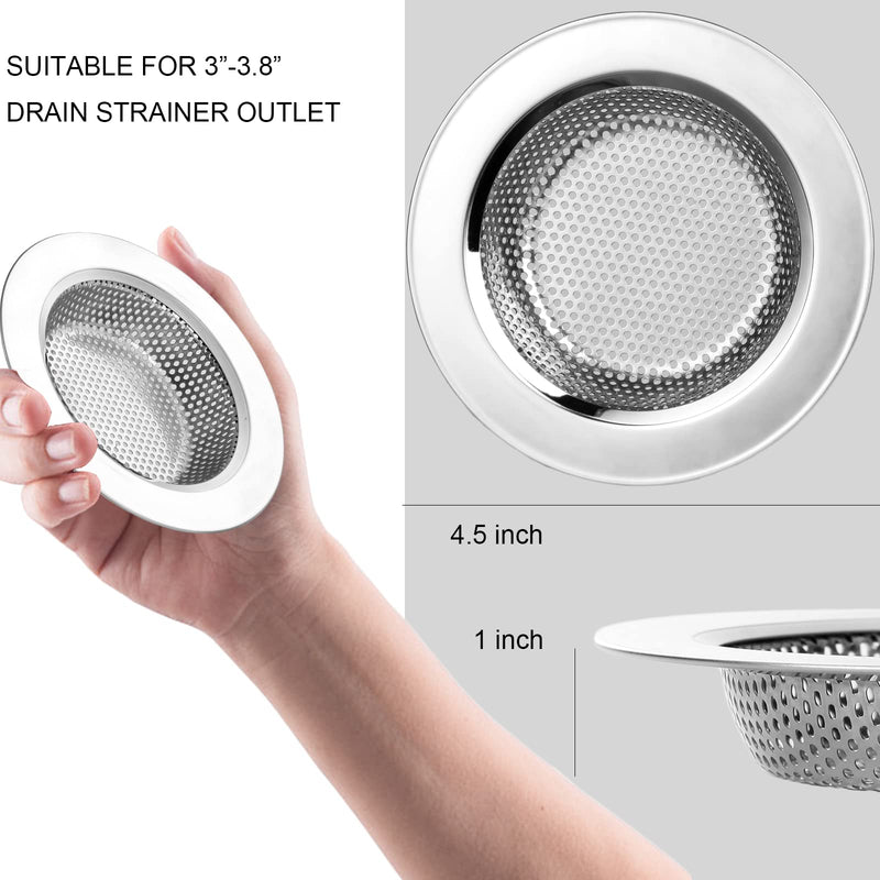  [AUSTRALIA] - 1PC Kitchen Sink Strainer - Stainless Steel Sink Strainers for Kitchen Sinks, Large Wide Rim 4.5" Diameter 1PCS