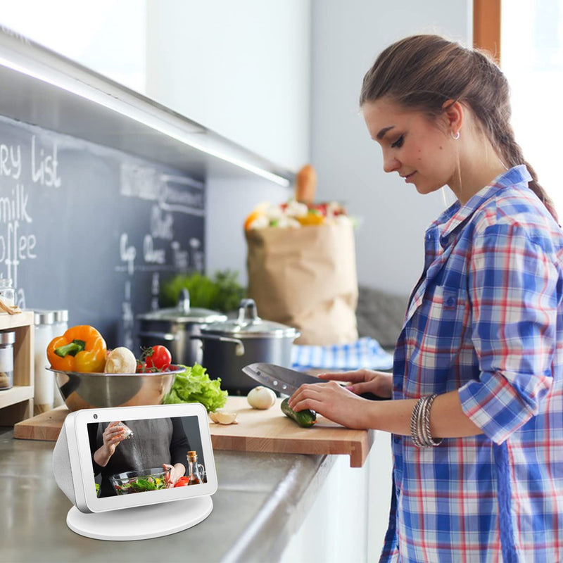  [AUSTRALIA] - Stand for Echo Show 5 & Echo Show 8, Universal Adjustable Speaker Stand Mount Magnetic Holder with Aluminum Anti-Slip Base, 360 Degree Rotation, Tilt Function (White) Show 5 Stand-White