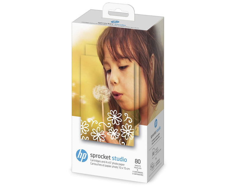  [AUSTRALIA] - HP Sprocket Studio 4x6 Photo Paper & Cartridges (80 Sheets - 2 Cartridges) Compatible with HP Sprocket Studio.