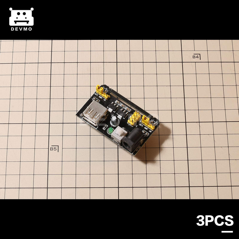  [AUSTRALIA] - DEVMO 3PCS 3X MB102 Breadboard Power Supply Module Prototype DC 6.5-12V to 3.3V 5V USB Compatible with Ar-duino Bread Board