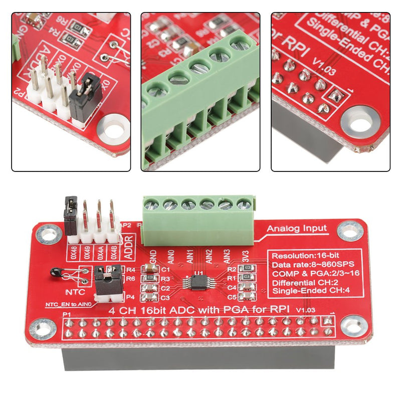  [AUSTRALIA] - 16-Bit ADS1115 ADC ADC Analog Signal Converter Module Digital for Raspberry Pi 3/2 / B+