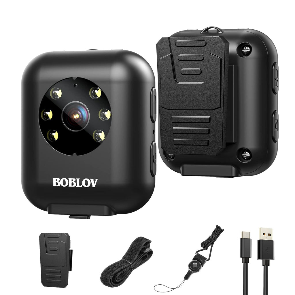  [AUSTRALIA] - BOBLOV W4 Body Worn Camera, 64GB 1080P Video Camera,Expand Memory, 950mAh Battery for 5hours Video Shooting, Time&Date Stamp Supported, for Head Mounted with Strap and Short Clip