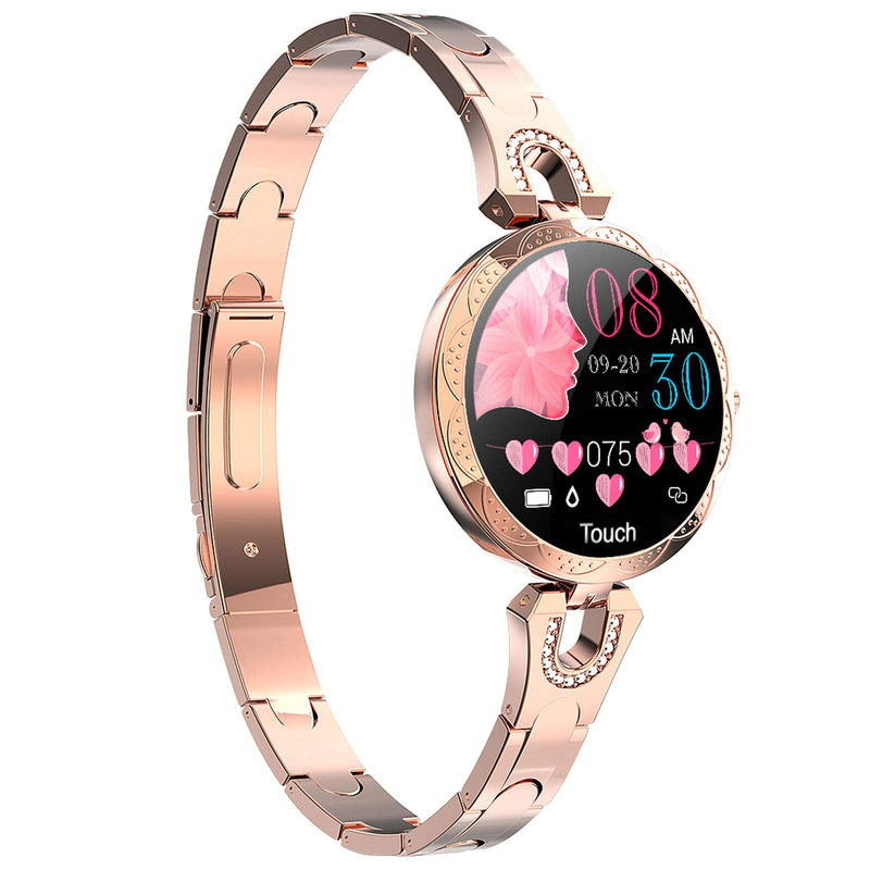  [AUSTRALIA] - Loluka Classic Women Smart Bracelet Dress Watches for iOS Android Fitness Tracker for Women Round Screen Smart Watch Gift Watches Rosegold