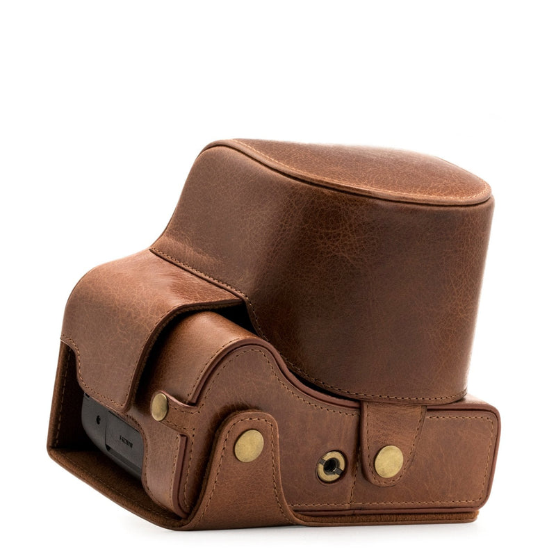  [AUSTRALIA] - MegaGear Ever Ready Genuine Leather Camera Case Compatible with Leica V-Lux (Typ 114) Dark Brown