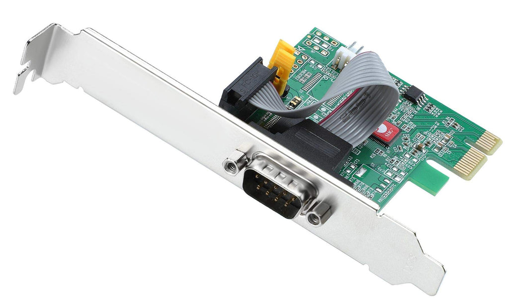  [AUSTRALIA] - SIIG Single Serial PCIe Card Adapter, 16650 UART, Baud Rates up to 250Kbps, PCIe 2.0 x1 to 1x RS-232 Male 9-pin DB9, RS-232 5V or 12V Power, ASIX AX99100 Chipset, Dual-Profile Brackets (JJ-E20611-S1) Serial Port x1