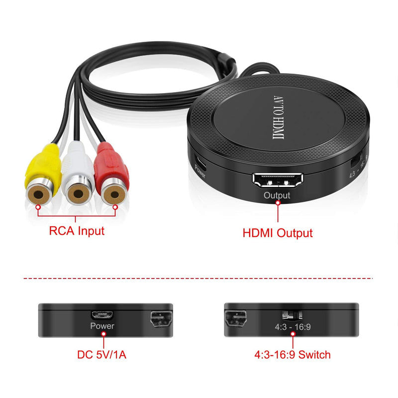  [AUSTRALIA] - Laboen AV HDMI AV to HDMI RCA to HDMI Converter, Composite to HDMI Adapter Support 1080P, PAL/NTSC Compatible with N64 NGC SNES SEGA ，WII, PS1, PS2, PS3, STB, Xbox, VHS, VCR, Blue-Ray DVD Composite HDMI