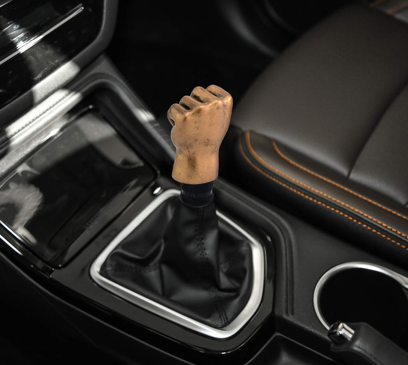  [AUSTRALIA] - Thruifo Car Shifter Stick Knob, Fist Shape MT Gear Shift Head Fit Most Manual Automatic Vehicles, Gold