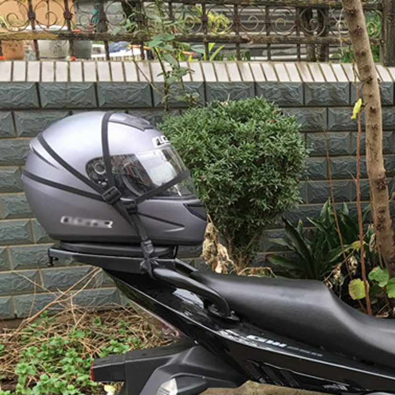  [AUSTRALIA] - 2 PCS Universal Motorcycle Helmet Luggage Rope 60cm Motorcycle Bungee Cord Bandage Retractable Elastic Strap with 2 Hooks, Black