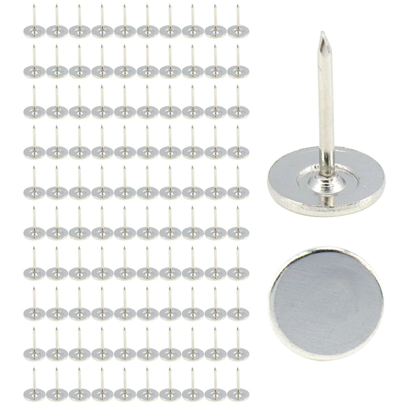  [AUSTRALIA] - Sydien 100Pcs Flat Head Upholstery Tacks Home Furniture Decor Tacks Upholstery Nails Pushpin Thumb Tacks,Silver Tone (11mmx17mm) 11*17mm(100Pcs) Silver