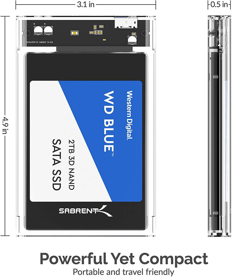  [AUSTRALIA] - SABRENT 2.5-Inch SATA to USB 3.0 Tool-Free Clear External Hard Drive Enclosure [Optimized for SSD, Supports UASP SATA III] (EC-OCUB)