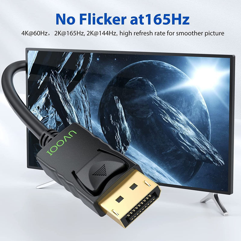 [AUSTRALIA] - DisplayPort to DisplayPort Cable Adapter 6ft, 4K Display Port DP to DP Cord 1.2 [4K@60Hz, 2K@165Hz, 2K@144Hz] Compatible with All Display Port Devices-3 Pack 6 Feet - 3 Pack Black