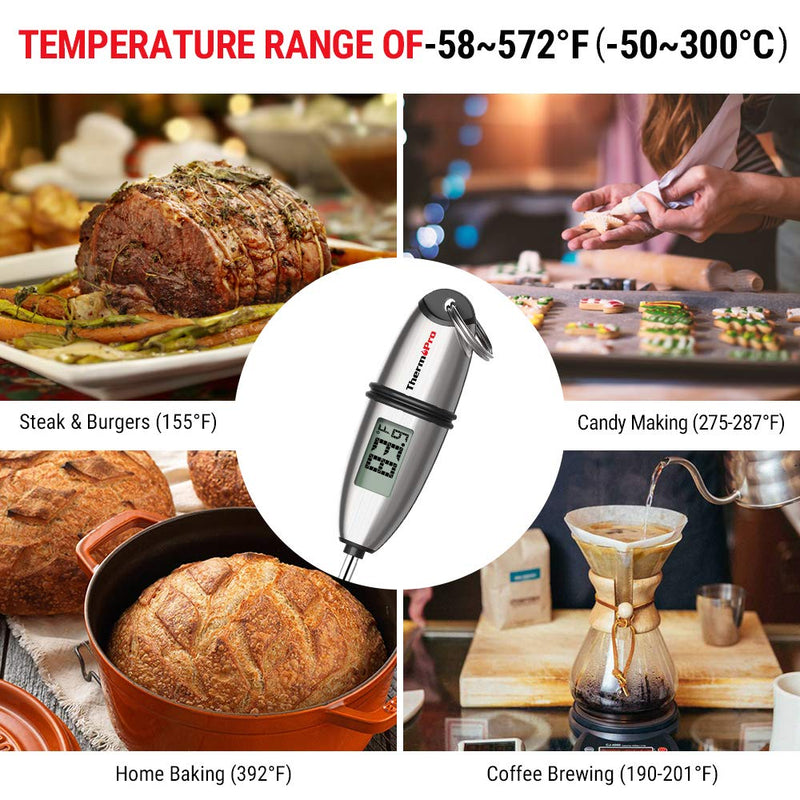 ThermoPro TP-02S Instant Read Meat Thermometer Digital Cooking Food Thermometer with Super Long Probe for Grill Candy Kitchen BBQ Smoker Oven Oil Milk Yogurt Temperature 1 - LeoForward Australia