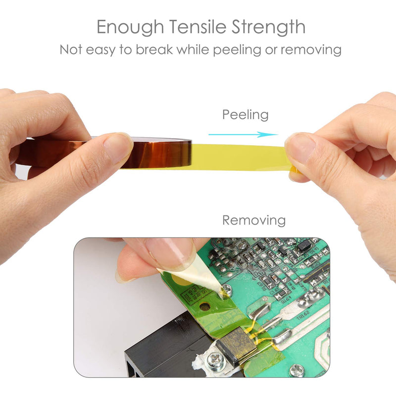  [AUSTRALIA] - High Temp Tape,Polyimide High Resistant Tape Kapton Tape High Temperature Tape with Silicone Adhesive for Masking,Soldering,Electrical, etc(2 Roll x 1/2 inches) 2 Roll X 1/2 inches