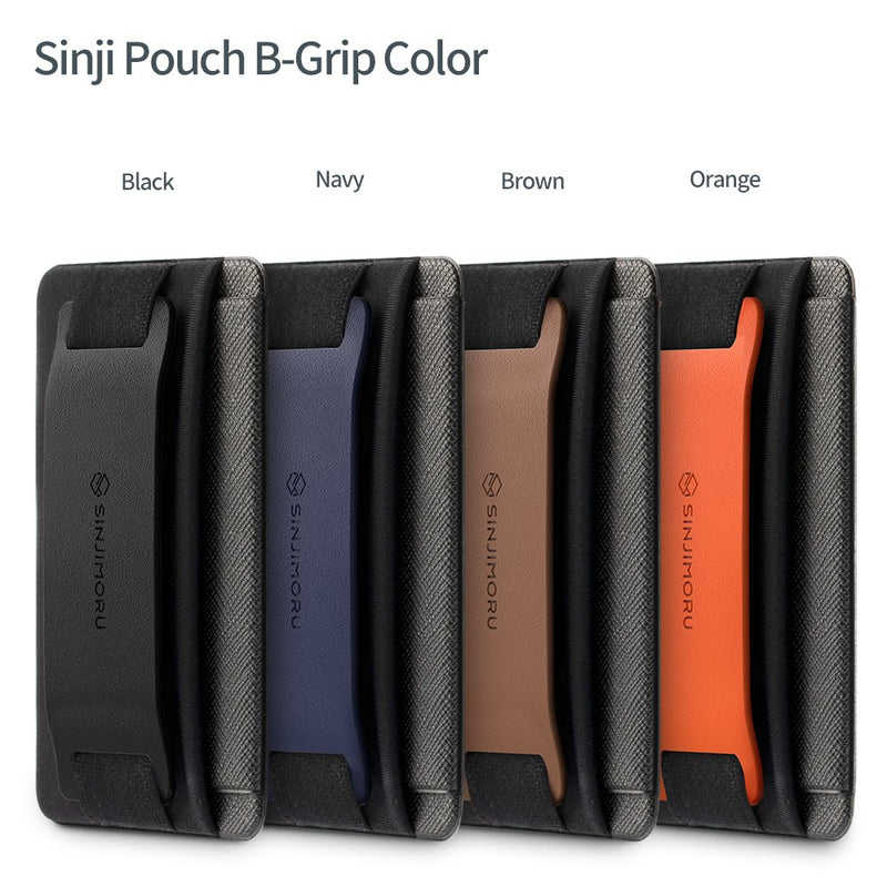 Sinjimoru Phone Grip Card Holder with Phone Stand, Secure Stick on Wallet for iPhone with Pop Out Stand for Table. Sinji Pouch B-Grip Black - LeoForward Australia