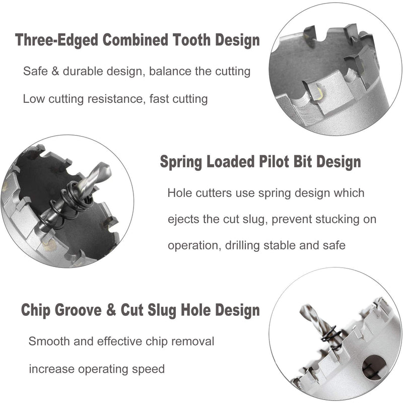 Carbide Hole Cutter Hole Saw with Heavy Duty Arbor for Stainless Steel, Metal Pipes, Hard Material 2-3/8 inch 60 mm 60 mm 2-3/8 inch - LeoForward Australia