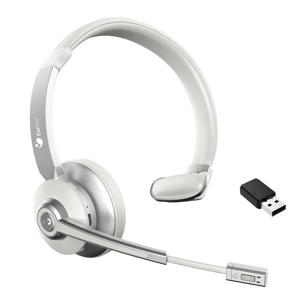  [AUSTRALIA] - Bluetooth Headset with Microphone Noise Cancelling & USB Dongle, Hands Free Headset with Mic Mute, On Ear Wireless Headsets for/Skype/Zoom/Cell Phone/PC Work Headset