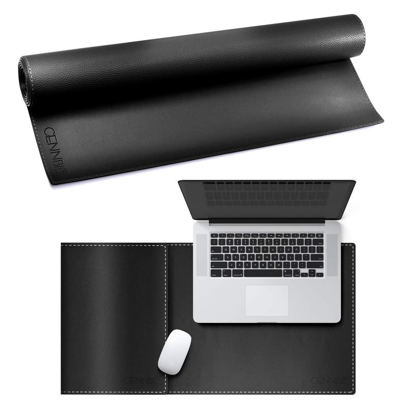 CENNBIE Artificial Leather Desk Mat Pad Blotter Protector, 90x40cm Extended Non-Slip Rectangular, 35.5"x15.5" Laptop Keyboard Mouse Pad(Black) Black - LeoForward Australia