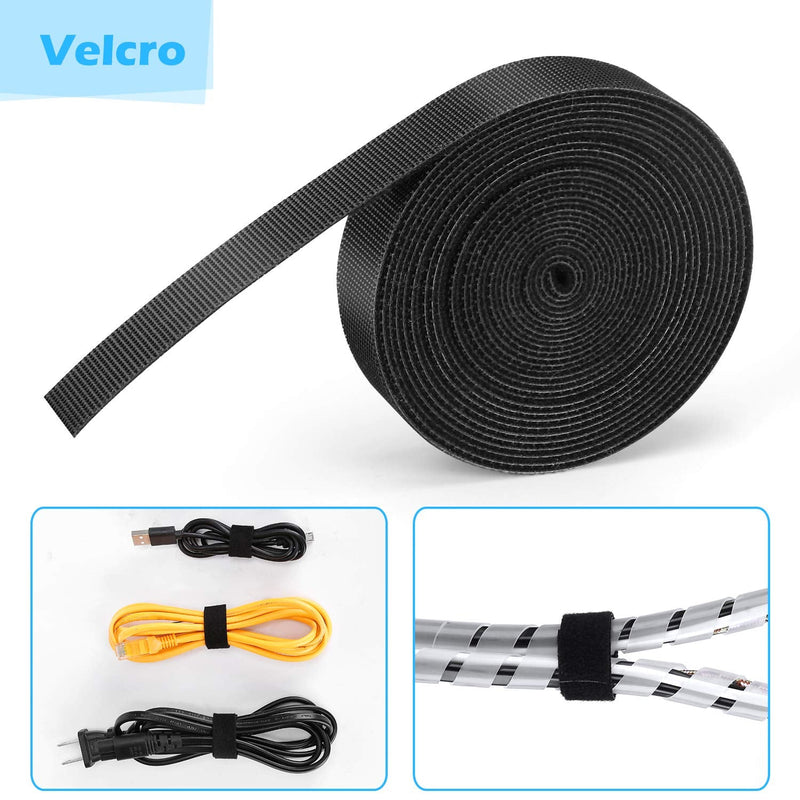  [AUSTRALIA] - MOSOTECH Cable Management System, 2 x 17ft Cable Tidy Spiral Wrap + 1 x 10ft Cable Ties, DIY Flexible Cable Protector for Home Office PC TV Wire Organizer