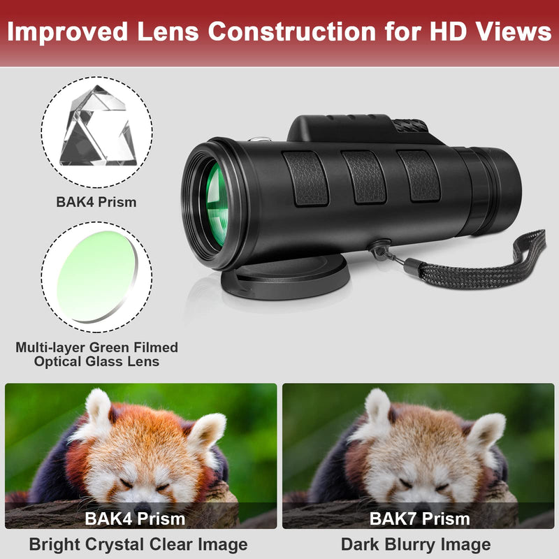  [AUSTRALIA] - 40x60 Monocular Telescope for Smartphone - Monoculars for Adults High Powered High Definition Low Light Night Vision with Compass Tripod & Phone Adapter for Wildlife Bird Watching Hunting Hiking