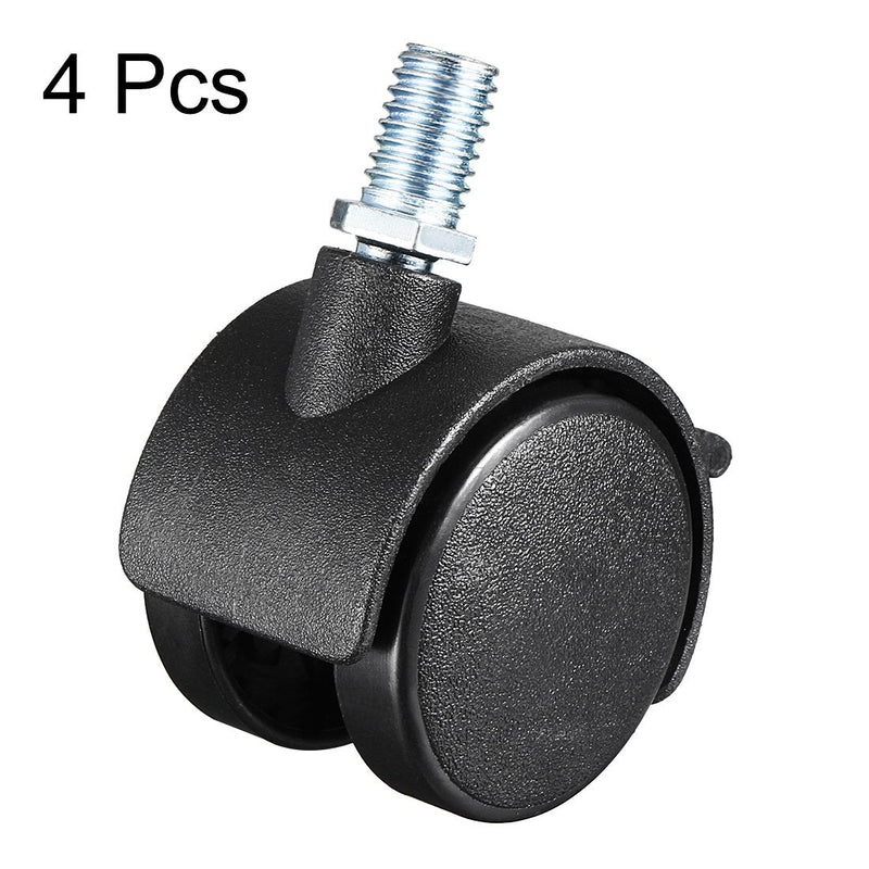  [AUSTRALIA] - uxcell 1.5 Inch Swivel Caster Wheels Nylon 360 Degree Threaded Stem Caster Wheel with Brake, M8 x 15mm, 100lb Total Capacity, Pack of 4