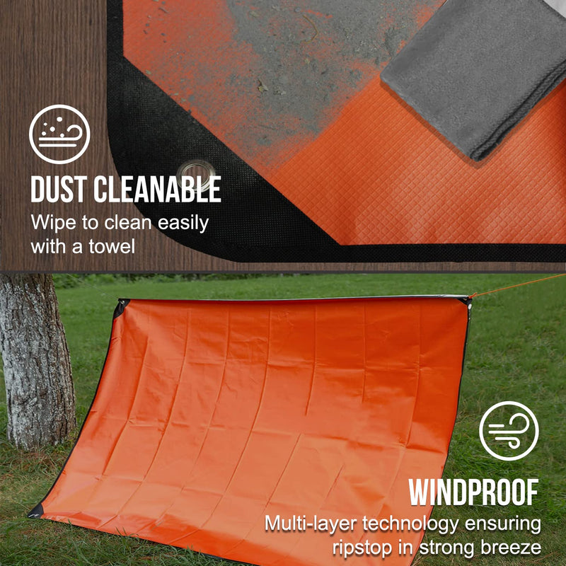  [AUSTRALIA] - Ultra Robust Complex:LYN 5-Layer Heavy Duty Emergency Survival Blanket-59.8"✖️83.9",Reflective Insulated Waterproof Windproof Mylar,for Rescue,Car Camping,Hiking,Bushcraft,Snowfield&Mountaineering. Orange - 1