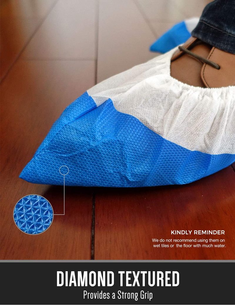  [AUSTRALIA] - OhanaPro Premium Disposable Non Slip Boot & Shoe Covers - Pack of 50 - Waterproof Double Layer Bottom - Extra Thick, Durable, Recyclable - One Size Fits Most Blue-50 Pack