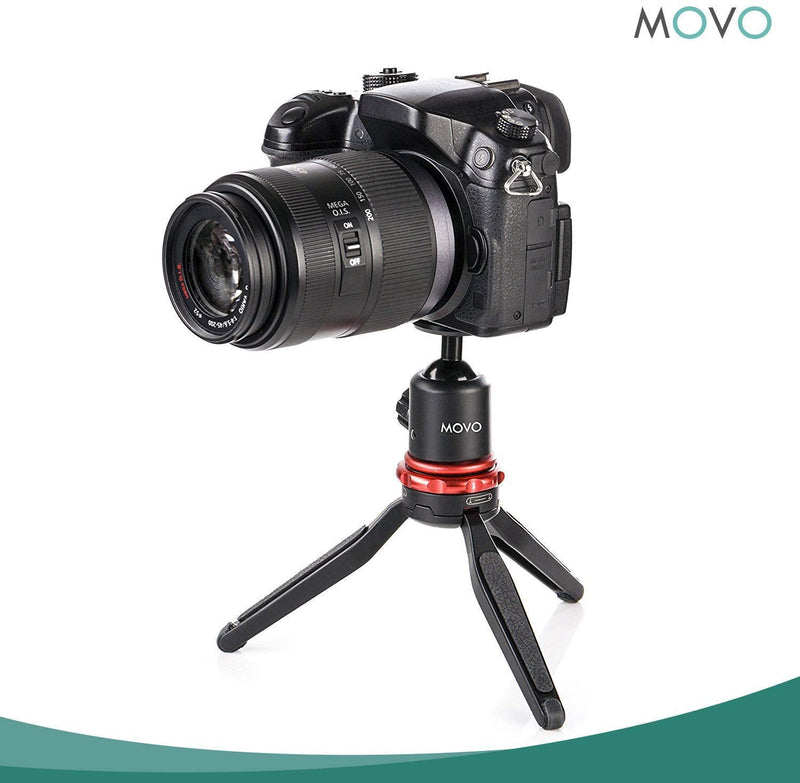  [AUSTRALIA] - Movo Universal Mini Camera Tripod with Extendable Pole (MV-T1) Adjustable Head, Heavy-Duty Aluminum Travel Stand for DSLR, Mirrorless, GoPro, Smartphones, Compact, Portable