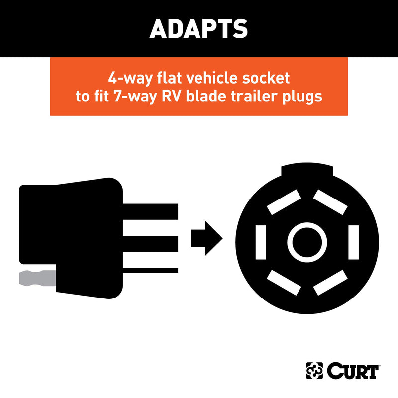  [AUSTRALIA] - CURT 57185 4-Way Flat Vehicle-Side to 7-Way RV Blade Trailer Wiring Adapter