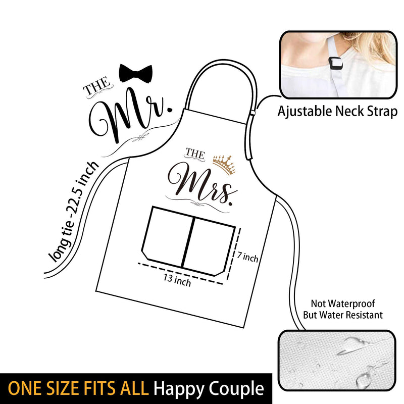  [AUSTRALIA] - Mr & Mrs Aprons Gift Set for Couple - Funny Housewarming Wedding Gifts for Couple, Engagement Gifts for Women, Bridal Shower Gift for Bride with Dish Towel, Oven Mitts & Pot Holder