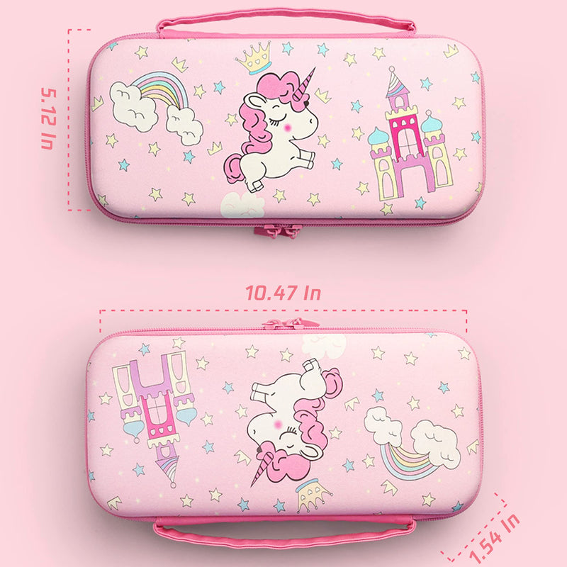 FANPL Carrying Case for Nintendo Switch & OLED Mode, Pink Cute Unicorn Travel Hard Protectiv Case for Switch with 12 Game Card Slots - LeoForward Australia