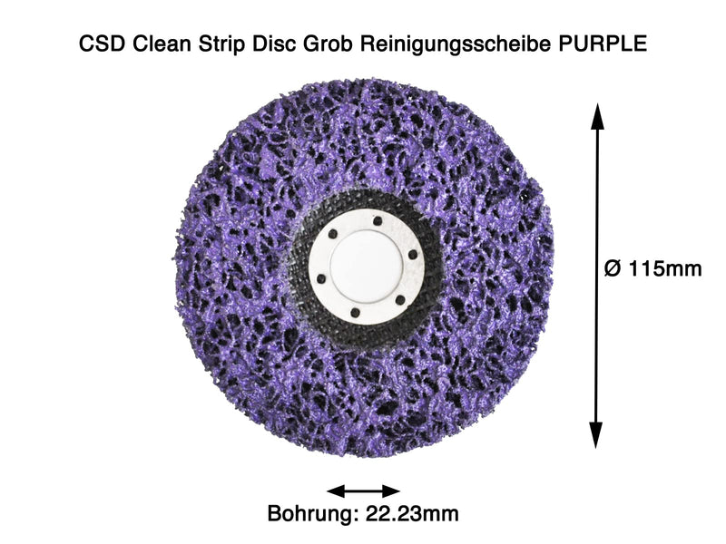  [AUSTRALIA] - Pack of 5 cleaning disc coarse cleaning disc CSD Ø 115mm CBS for angle grinder Clean Strip Disc Premium Purple nylon fabric disc