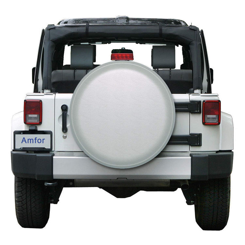 AmFor Spare Tire Cover, Universal Fit for Jeep, Trailer, RV, SUV, Truck and Many Vehicle, Wheel Diameter 28" - 30", Weatherproof Tire Protectors (White) White 15 inch for Tire Φ 28"-29" - LeoForward Australia