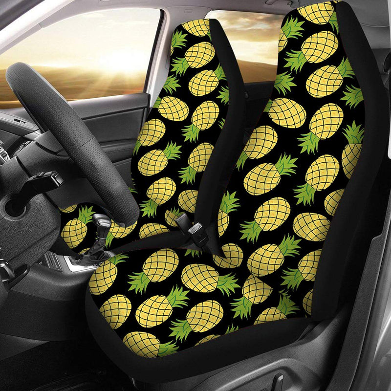  [AUSTRALIA] - HUGS IDEA Tropical Stylish Pineapple Pattern Flexible Polyester Car Interior Seat Covers 2 Piece Full Set for Women Ladies Protectors pineapple 1