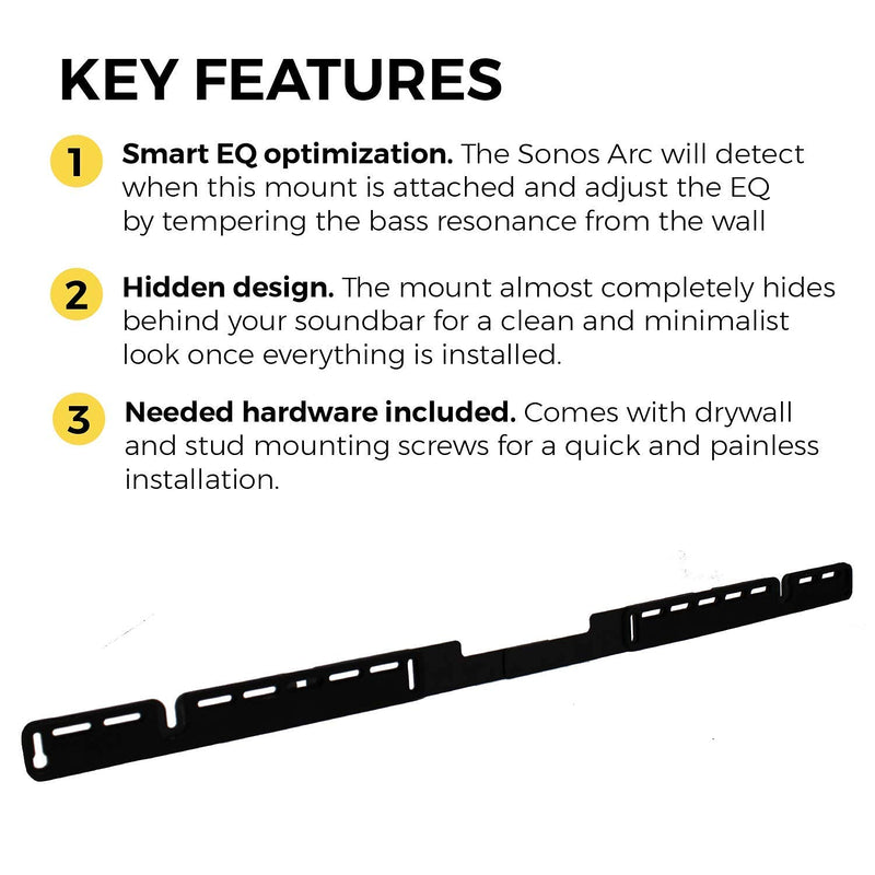  [AUSTRALIA] - HumanCentric Wall Mount Compatible with Sonos Arc Sound Bar (Black), Floating Style Mounting Bracket Compatible with Sonos Arc Wall Mount, Soundbar Mount for Sonos Arc Mount on Wall Under TV