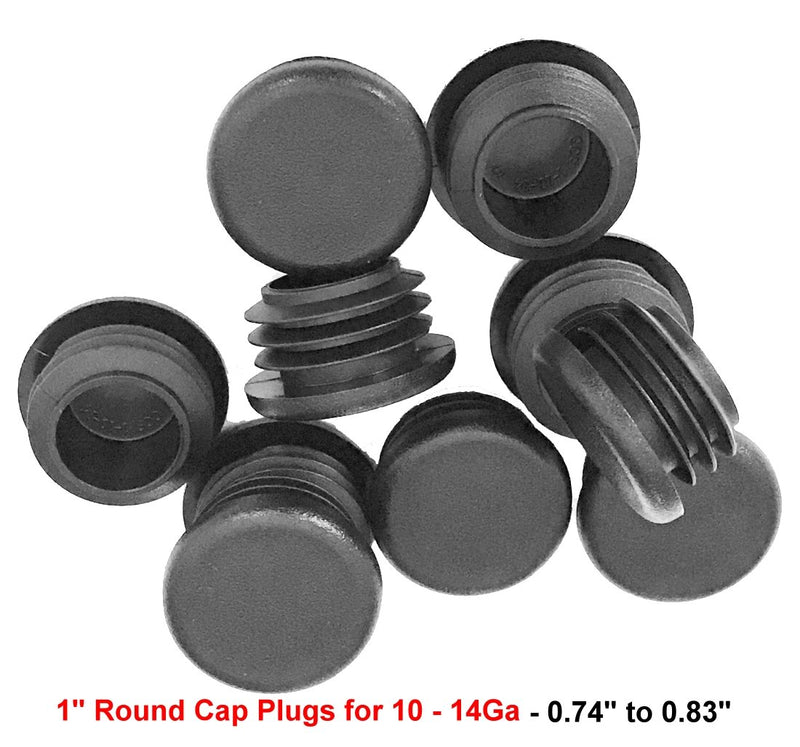 (Pack of 8) Cap Plugs 1" (1 Inch) Round OD (10-14 Gauge) Fits 0.740"-0.830" ID) Black LDPE Plastic Fencing Tubing Plug - Steel Furniture Pipe Tube Insert | - End Caps for Fitness Eqpt. - LeoForward Australia