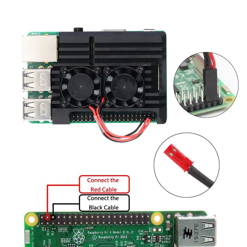  [AUSTRALIA] - MakerFocus Raspberry Pi Armor Case, Raspberry Pi Metal Case with Dual Fan Aluminium Alloy, Raspberry Pi Fan, Heatsink for Raspberry Pi 3 Model B+ / Pi 3 B+/Pi 2 B+